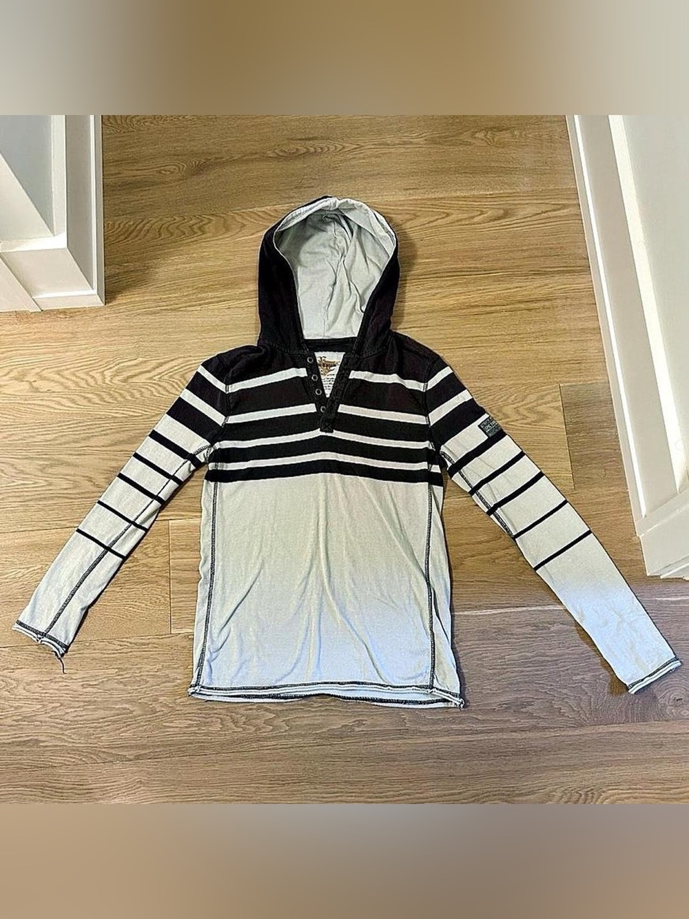 Epic Threads Black & White Hooded Stripe Pullover